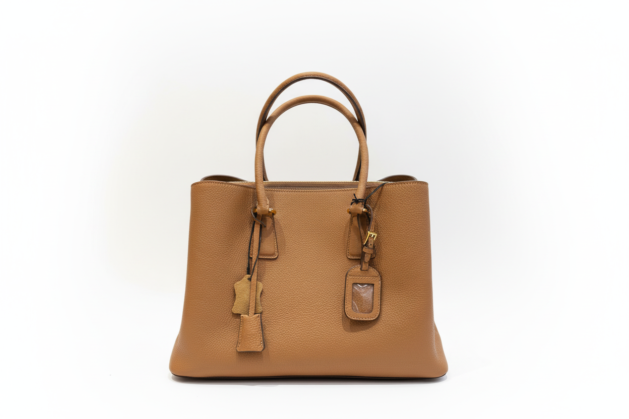 Camel Leather Tote - Front View